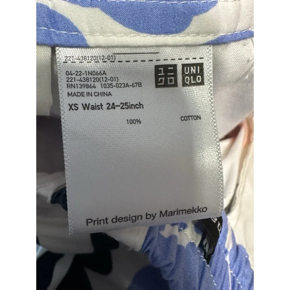 Marimekko Uniqlo Pants Women 24-25/ 28”  Floral High Rise Waist Straight Leg - Picture 7 of 7
